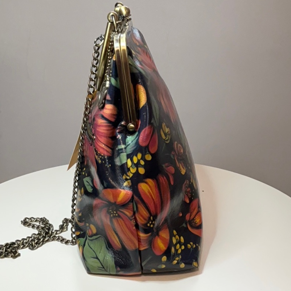 Patricia Nash Tropical Escape Kisslock Satchel Crossbody Floral Leather Bag NWT - Picture 5 of 16
